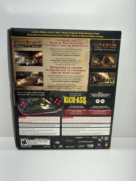 PSP 3000 GOD OF WAR LIMITED EDITION BLACK & RED (COMPLETE IN BOX) (usagé)