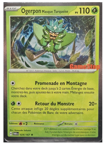 OGERPON MASQUE TURQUOISE 024/167 [FRANÇAIS] (POKEMON MASCARADE CRÉPUSCULE) (usagé)