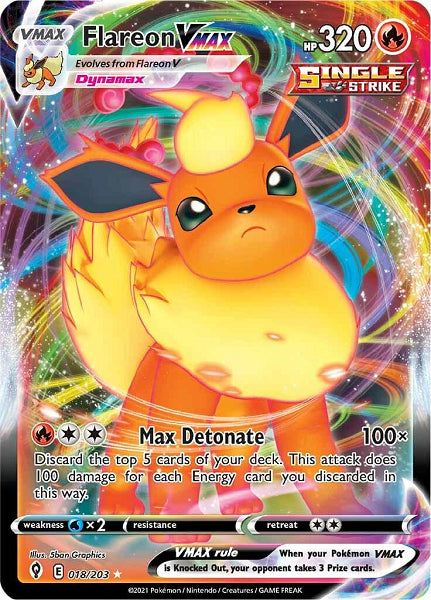 FLAREON VMAX 018/203 (POKEMON EVOLVING SKIES) (usagé)