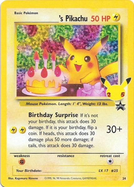 PIKACHU BIRTHDAY 24 [BLACK STAR PROMO] (POKEMON CELEBRATION) (usagé)