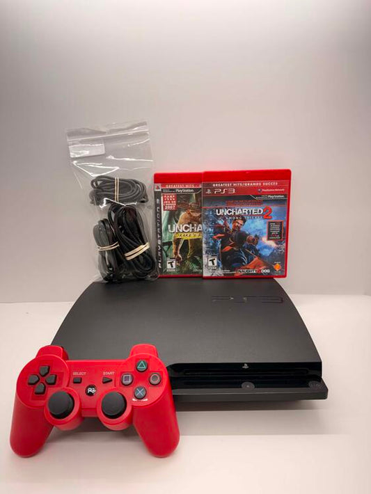 PLAYSTATION 3 MODEL 2 BLACK - 500GB + 1 CONTROLLER + 2 GAMES (usagé)