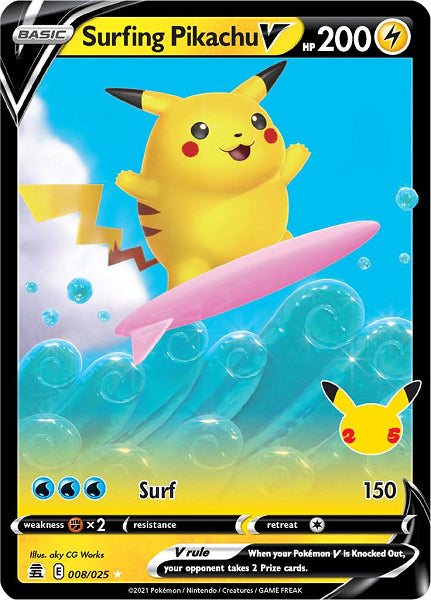 SURFING PIKACHU V 008/025 (POKEMON CELEBRATION) (usagé)