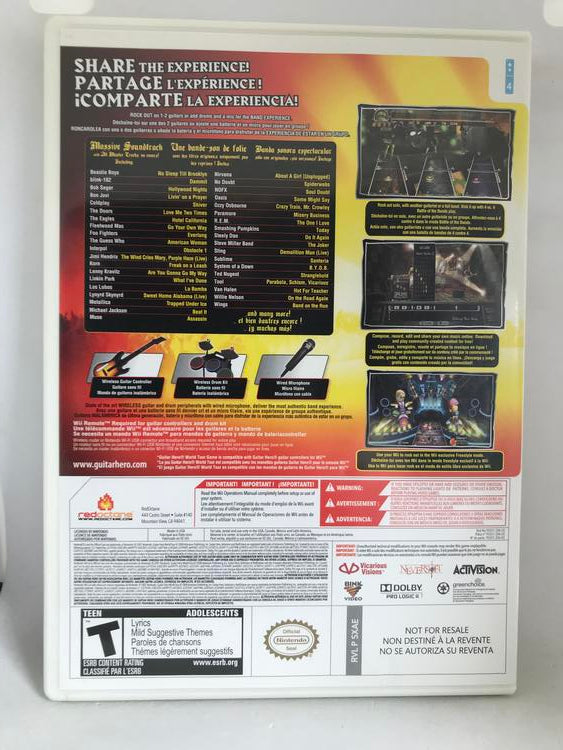 GUITAR HERO WORLD TOUR GAME ONLY (WITH BOX) (usagé)
