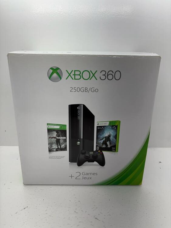 XBOX 360 MODEL 3 BLACK - 250 GB + HALO 4 + TOMB RAIDER (COMPLETE IN BOX)