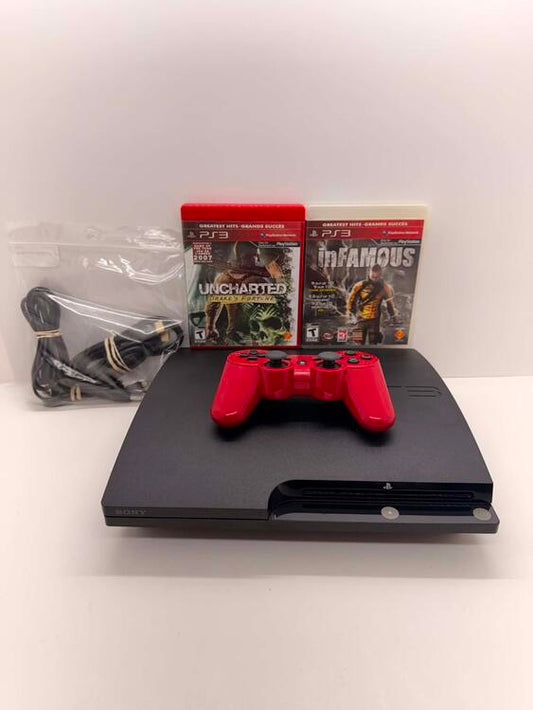 PLAYSTATION 3 MODEL 2 BLACK - 250GB + 1 CONTROLLER + 2 GAMES (usagé)