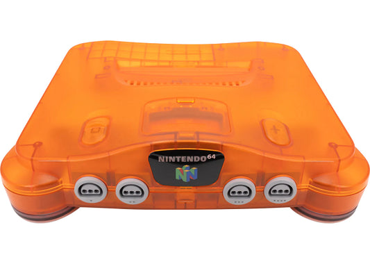 NINTENDO 64 FUNTASTIC FIRE ORANGE + 1 NINTENDO CONTROLLER + 1 JOBBER CONTROLLER (used)