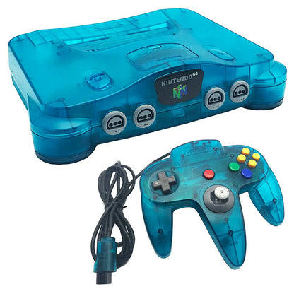 NINTENDO 64 FUNTASTIC ICE BLUE + 1 NINTENDO CONTROLLER + 1 JOBBER CONTROLLER (usagé)