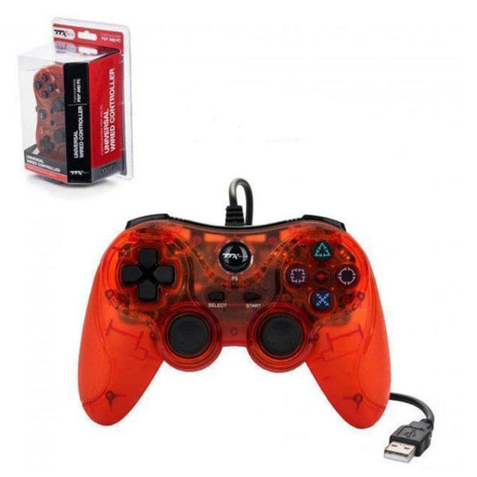 CONTROLLER WIRED CLEAR RED JOBBER (PS3) (usagé)