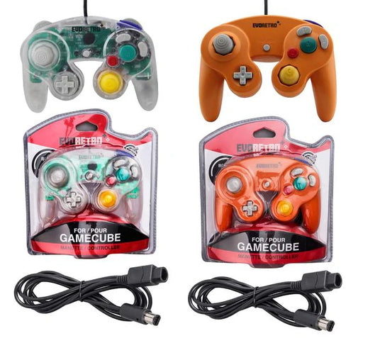CONTROLLER 1X ORANGE / GREEN / PURPLE / CLEAR JOBBER + EXTENSION 6FT (GAMECUBE) (usagé)