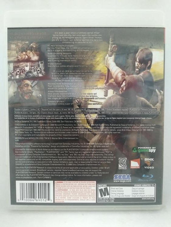 CONDEMNED 2 BLOODSHOT (COMPLETE IN BOX) (usagé)