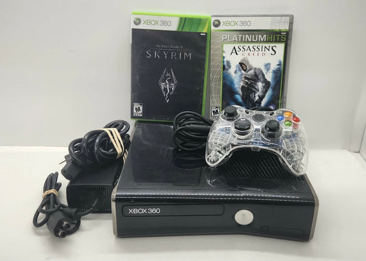 XBOX 360 MODEL 2 BLACK - 250GB + 1 WIRED CONTROLLER + 2 GAMES (usagé)