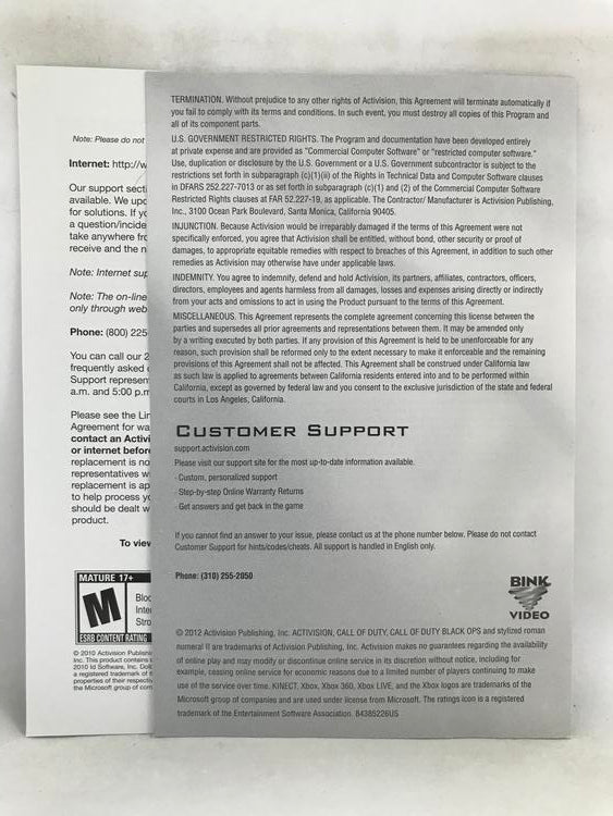 CALL OF DUTY BLACK OPS I AND II COMBO PACK PLATINUM HITS (WITH BOX)