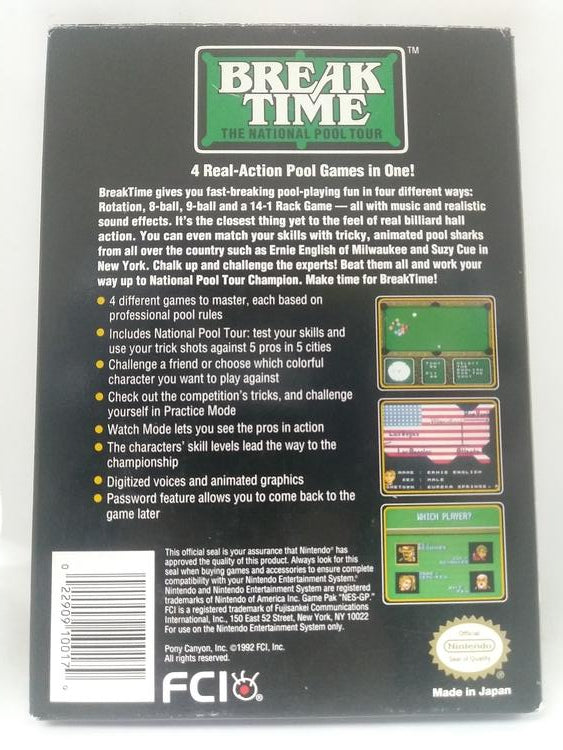 BREAK TIME THE NATIONAL POOL TOUR (COMPLETE IN BOX)