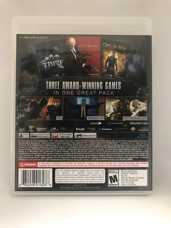 ULTIMATE STEALTH TRIPLE PACK HITMAN ABSOLUTION DEUS EX HUMAN REVOLUTION THIEF (WITH BOX) (usagé)