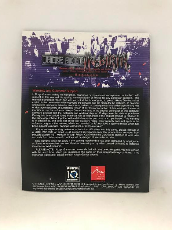 UNDER NIGHT IN BIRTH EXE LATE (COMPLETE IN BOX)