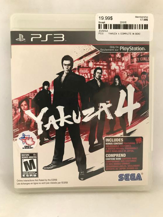 YAKUZA 4 (COMPLETE IN BOX) (usagé)