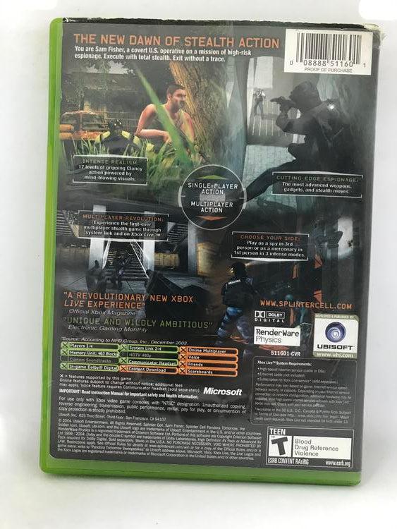 TOM CLANCY'S SPLINTER CELL PANDORA TOMORROW (WITH BOX)