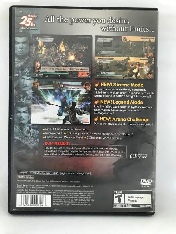 DYNASTY WARRIORS 4 XTREME LEGENDS (WITH BOX) (used)
