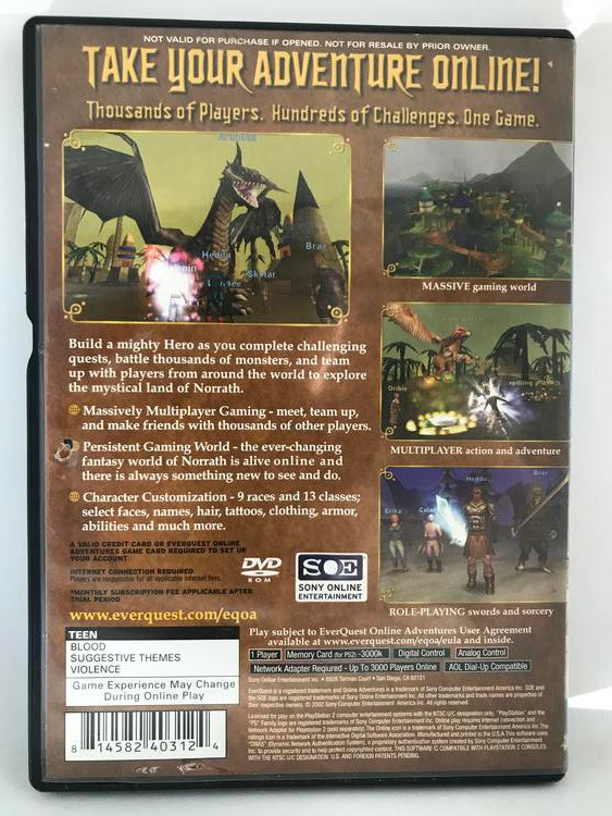 EVERQUEST ONLINE ADVENTURES (COMPLETE IN BOX)