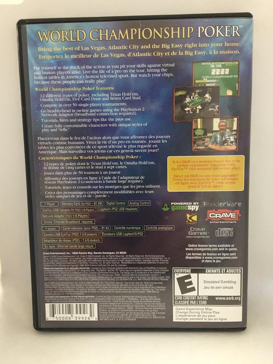 WORLD CHAMPIONSHIP POKER (COMPLETE IN BOX)
