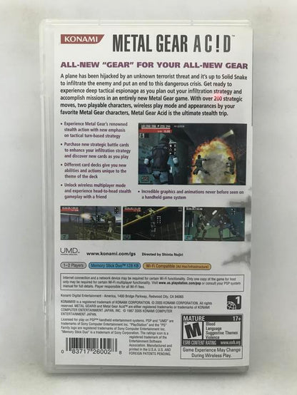 METAL GEAR ACID (COMPLETE IN BOX)