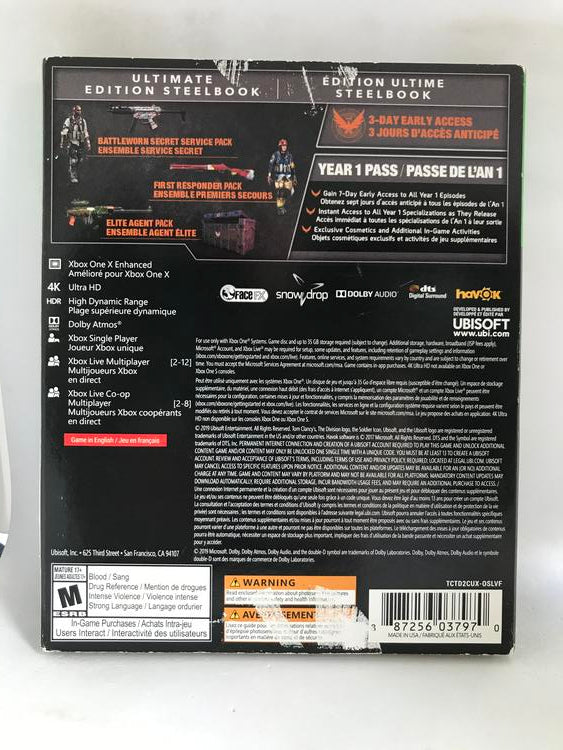 TOM CLANCY'S THE DIVISION 2 STEELBOOK EDITION (usagé)