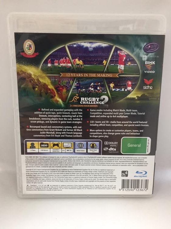 RUGBY CHALLENGE 2 THE LIONS TOUR EDITION (COMPLETE IN BOX)