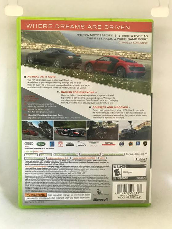 FORZA MOTORSPORT 3 ULTIMATE COLLECTION (COMPLETE IN BOX) (usagé)