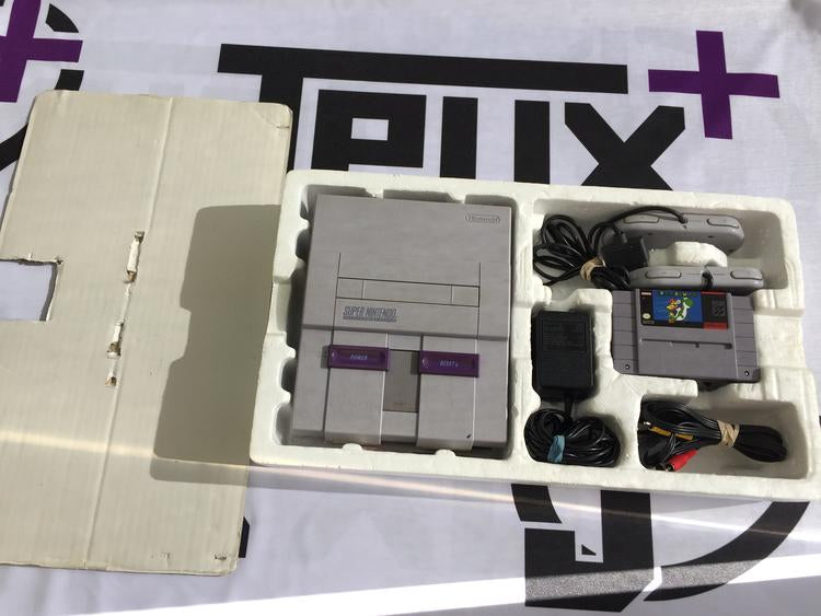 SUPER NINTENDO ENTERTAINMENT SYSTEM SUPER MARIO WORLD SUPER SET (COMPLETE IN BOX)