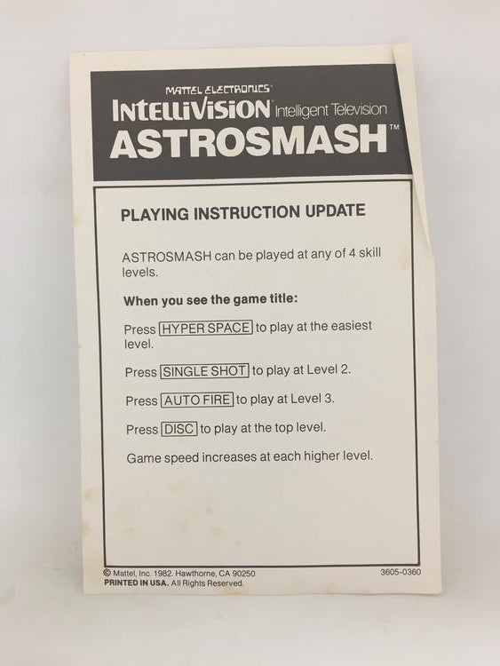 INTELLIVISION ASTROSMASH (COMPLETE IN BOX) (usagé)