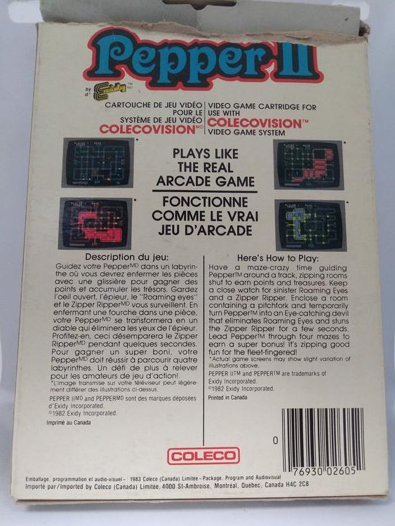 COLECOVISION PEPPER II (COMPLETE IN BOX)