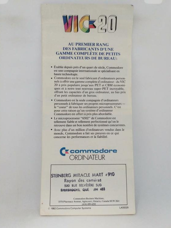 COMMODORE VIC-20 SEAFOX (COMPLETE IN BOX) (usagé)
