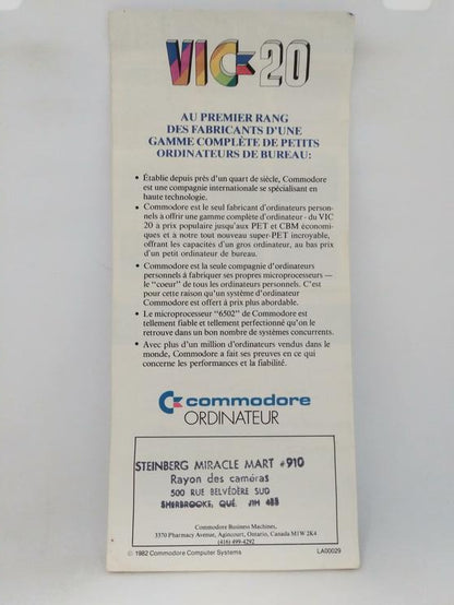 COMMODORE VIC-20 SEAFOX (COMPLETE IN BOX) (usagé)