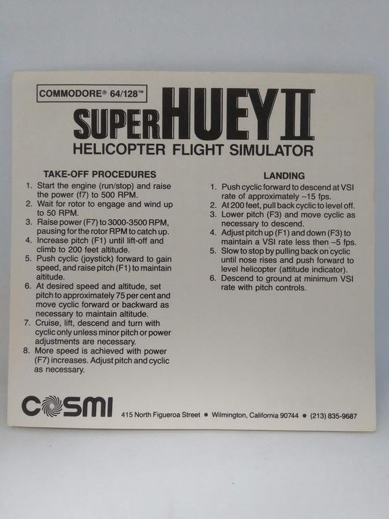 COMMODORE 64 SUPER HUEY II (COMPLETE IN BOX) (usagé)
