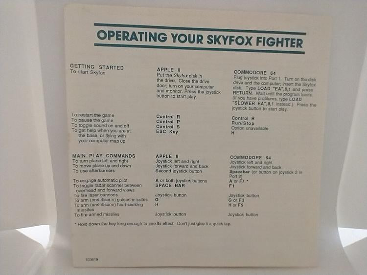 COMMODORE 64 SKYFOX (COMPLETE IN BOX) (usagé)