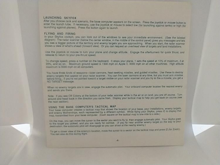 COMMODORE 64 SKYFOX (COMPLETE IN BOX) (usagé)