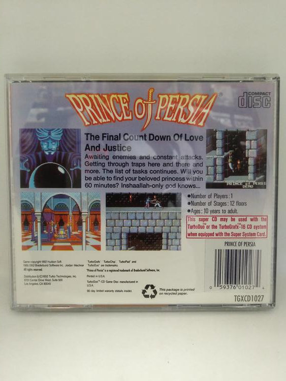 TURBOGRAFX-16 PRINCE OF PERSIA (COMPLETE IN BOX) (usagé)