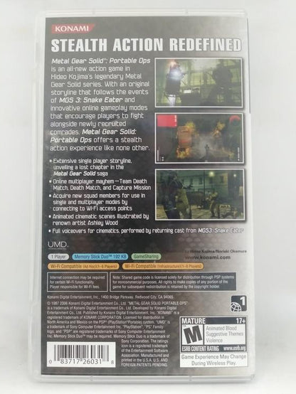 METAL GEAR SOLID PORTABLE OPS (COMPLETE IN BOX) (usagé)
