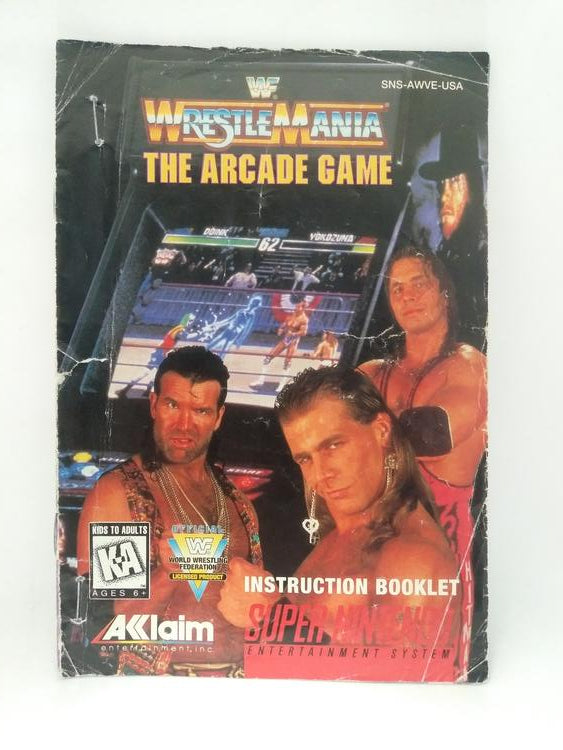 SNES WWF WRESTLEMANIA THE ARCADE GAME INSTRUCTION BOOKLET ENGLISH