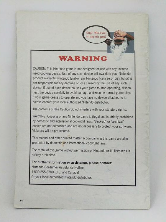 SNES DONKEY KONG COUNTRY INSTRUCTION BOOKLET ENGLISH