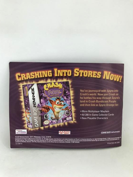 GBA SPYRO ORANGE THE CORTEX CONSPIRACY INSTRUCTION BOOKLET ENGLISH