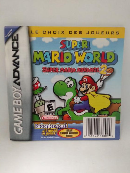 GBA SUPER MARIO ADVANCE 2 SUPER MARIO WORLD INSTRUCTION BOOKLET FRENCH