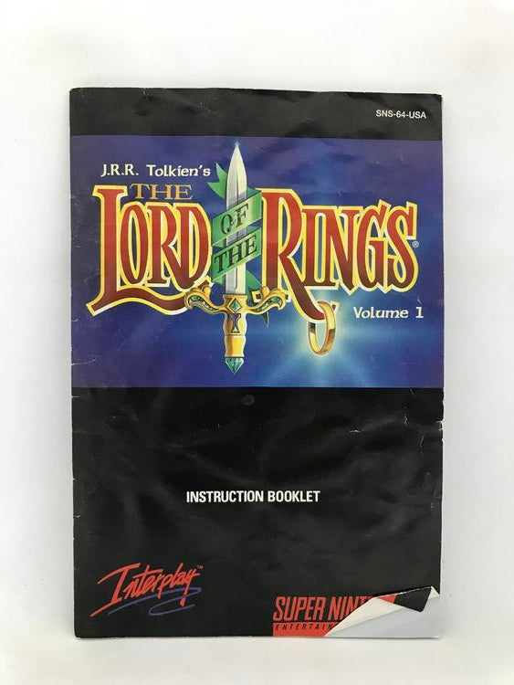 SNES THE LORD OF THE RINGS VOLUME 1 INSTRUCTION BOOKLET ENGLISH