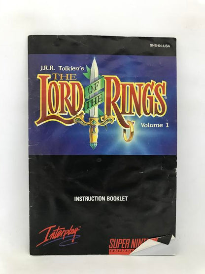 SNES THE LORD OF THE RINGS VOLUME 1 INSTRUCTION BOOKLET ENGLISH