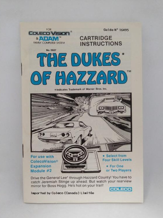 COLECOVISION THE DUKE OF HAZZARD (COMPLETE IN BOX)