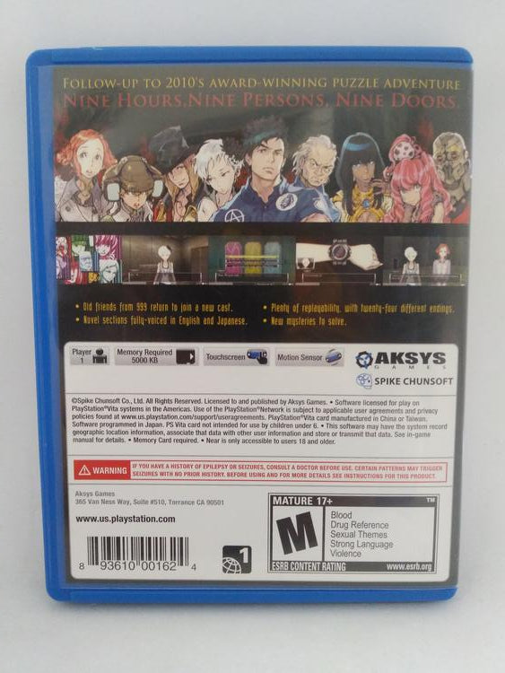 ZERO ESCAPE VIRTUE'S LAST REWARD (WITH BOX) (usagé)