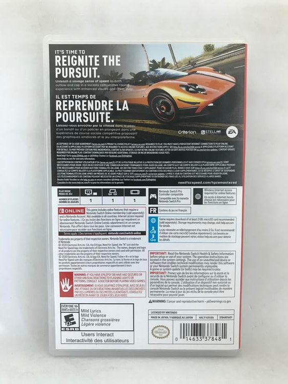 NEED FOR SPEED HOT PURSUIT REMASTERED (usagé)