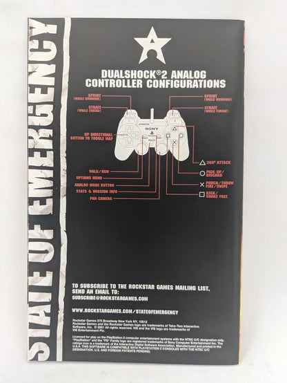 PS2 STATE OF EMERGENCY INSTRUCTION BOOKLET ENGLISH