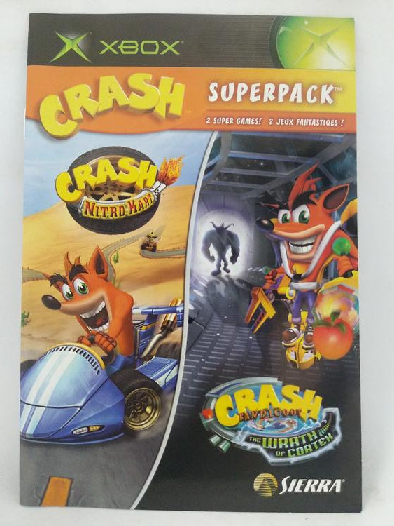 XBOX CRASH SUPERPACK INSTRUCTION BOOKLET BILINGUAL (usagé)