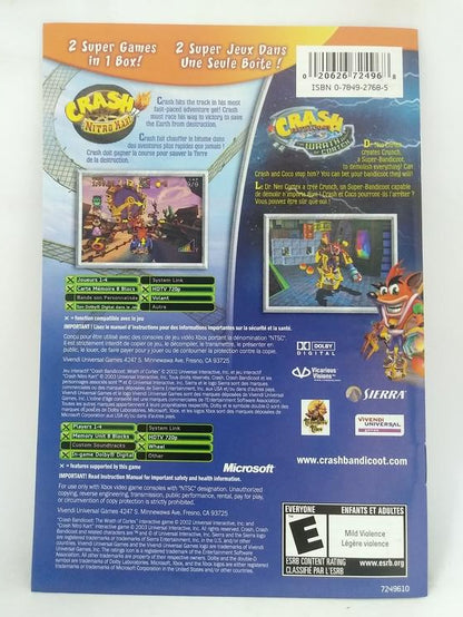 XBOX CRASH SUPERPACK INSTRUCTION BOOKLET BILINGUAL (usagé)